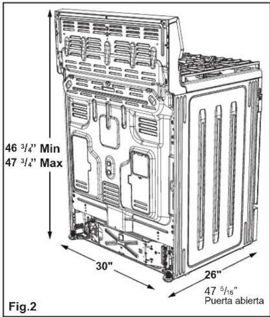 FRIGIDAIRE FCRG3083SS - Espacios libres y dimensiones - 2