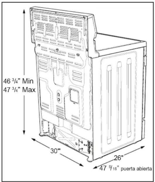 FRIGIDAIRE FCRE3062BK - Espacios y dimensiones - 2