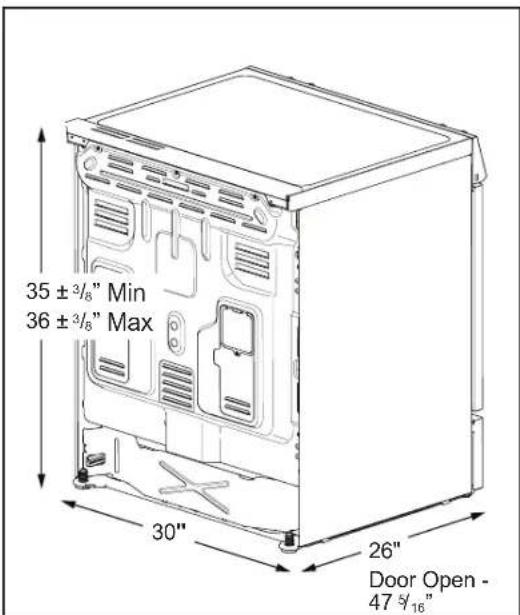 FRIGIDAIRE FCFE3062SS - Clearances and Dimensions - 2