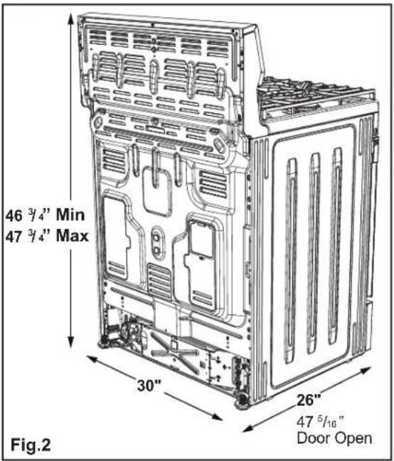 FRIGIDAIRE FCRG3062WH - Clearances and Dimensions - 2