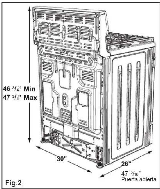 FRIGIDAIRE FCRG3062SS - Espacios libres y dimensiones - 2