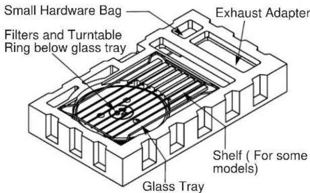 FRIGIDAIRE UMV1422SS - REMOVINGTHEMICROWAVE OVENFROM THECARTON/ REMOVINGTHEMOUNTING PLATE - 1