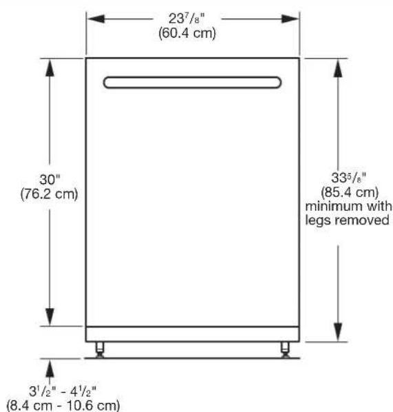 KITCHENAID KDTE104KPS - PRODUCT AND CABINET OPENING DIMENSIONS: - 1