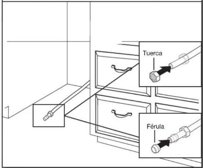 KITCHENAID KDTE104KPS - Deslice la tuerca y la férula sobre la tubería (solamente tubería de cobre) - 1
