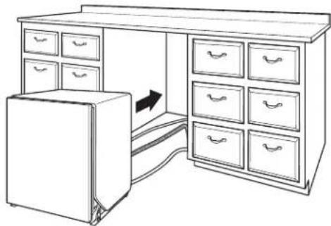 KITCHENAID KDTE104KPS - Move dishwasher close to cabinet opening - 1