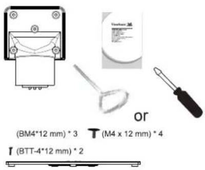(BM4*12 mm) * 3 (M4 x 12 mm) * 4 (BTT-4*12 mm) * 2 or T