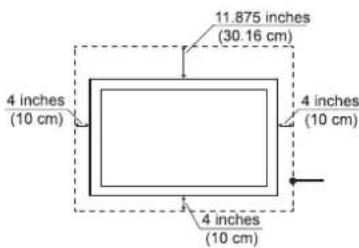11.875 inches (30.16 cm) 4 inches (10 cm) 4 inches (10 cm) 4 inches (10 cm)