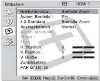 SONY KDL-40X1 - Menü Auswählbare/einstellbare Optionen - 1