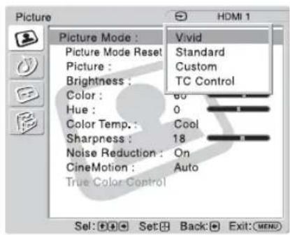 SONY KDL-40X1 - Picture 设定 - 1