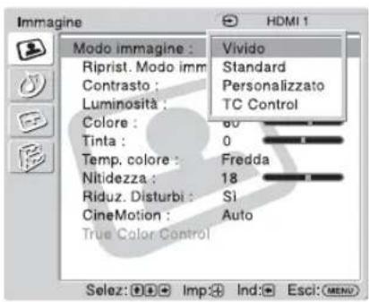 SONY KDL-40X1 - Impostazioni 📁 Immagine - 1