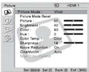 SONY KDL-40X1 - Settings Allows you to set/change - 1
