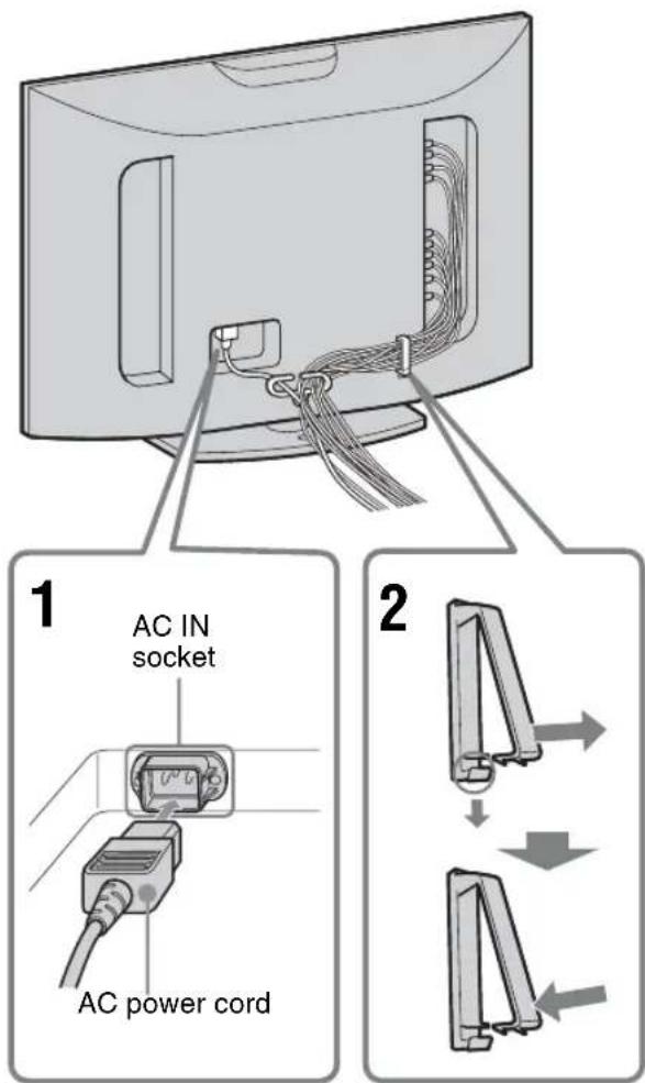 SONY KDL-40X1 - Connecting the AC Power Cord and Arranging the Input Cables - 1