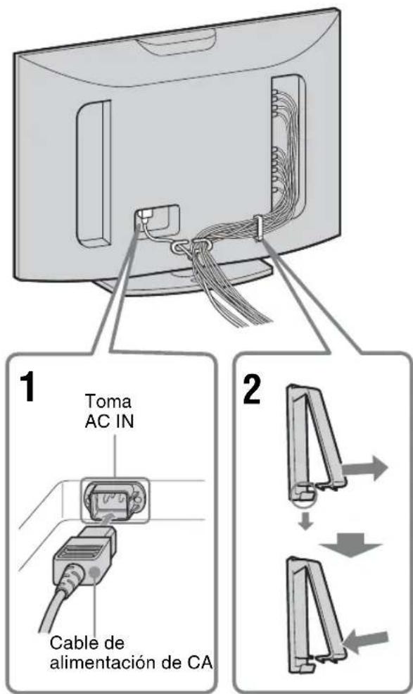 SONY KDL-40X1 - Cómo conectar el cable de alimentación de CA y organizar los cables de entrada - 1
