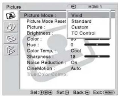 SONY KDL-40X1 - Picture Settings - 1