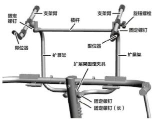 固定螺钉 支架臂 横杆 旋钮螺栓 限位器 限位器 扩展架 扩展架固定夹具 扩展架 固定螺钉 固定螺钉（长）