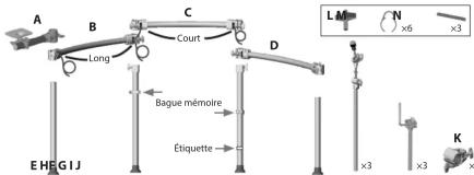 A B C D Long Court EHEGIJ Bague mémoire Étiquette LM N ×6 ×3 ×3 K ×3