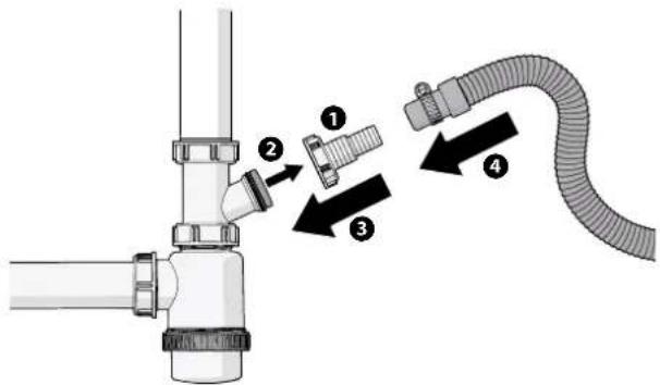 Wisberg WBWM1400A9AWNB - CONNECTING THE DISCHARGE HOSE TO A SIPHON - 1