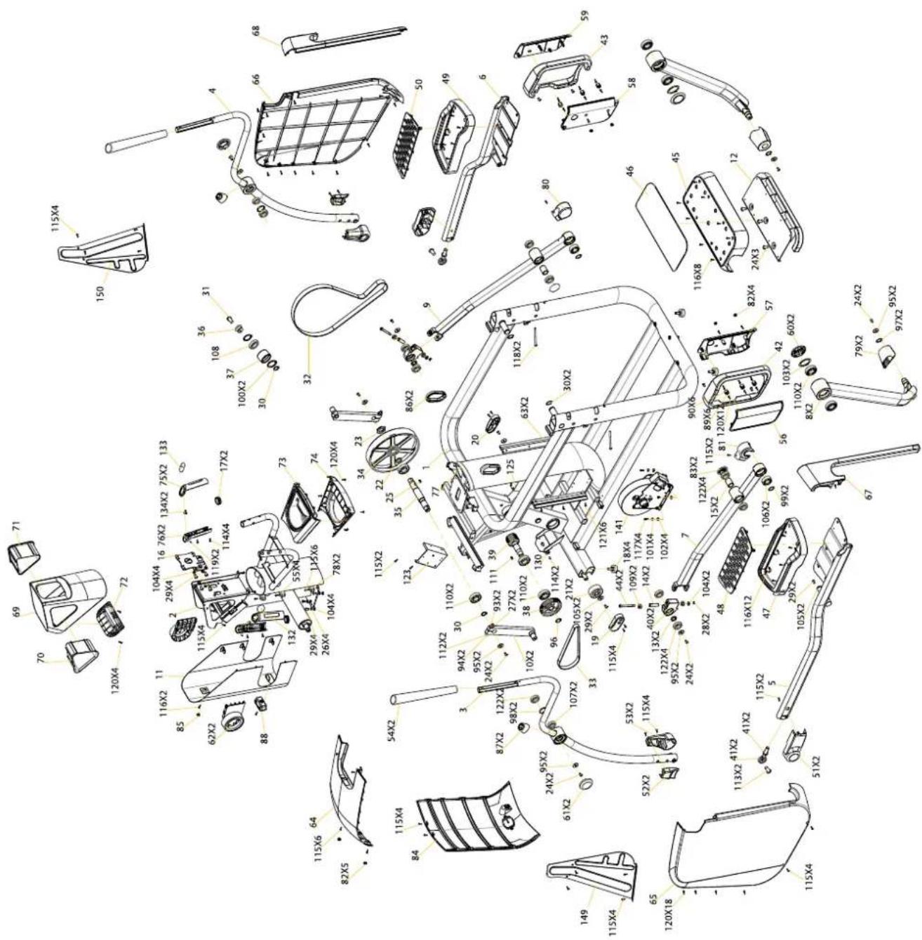 Flow Fitness Perform Pro X6i - EXPLODED VIEW - 1