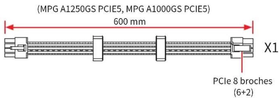 MSI MPG A850GS PCIE5 - Connectique et longueur des cables - 4