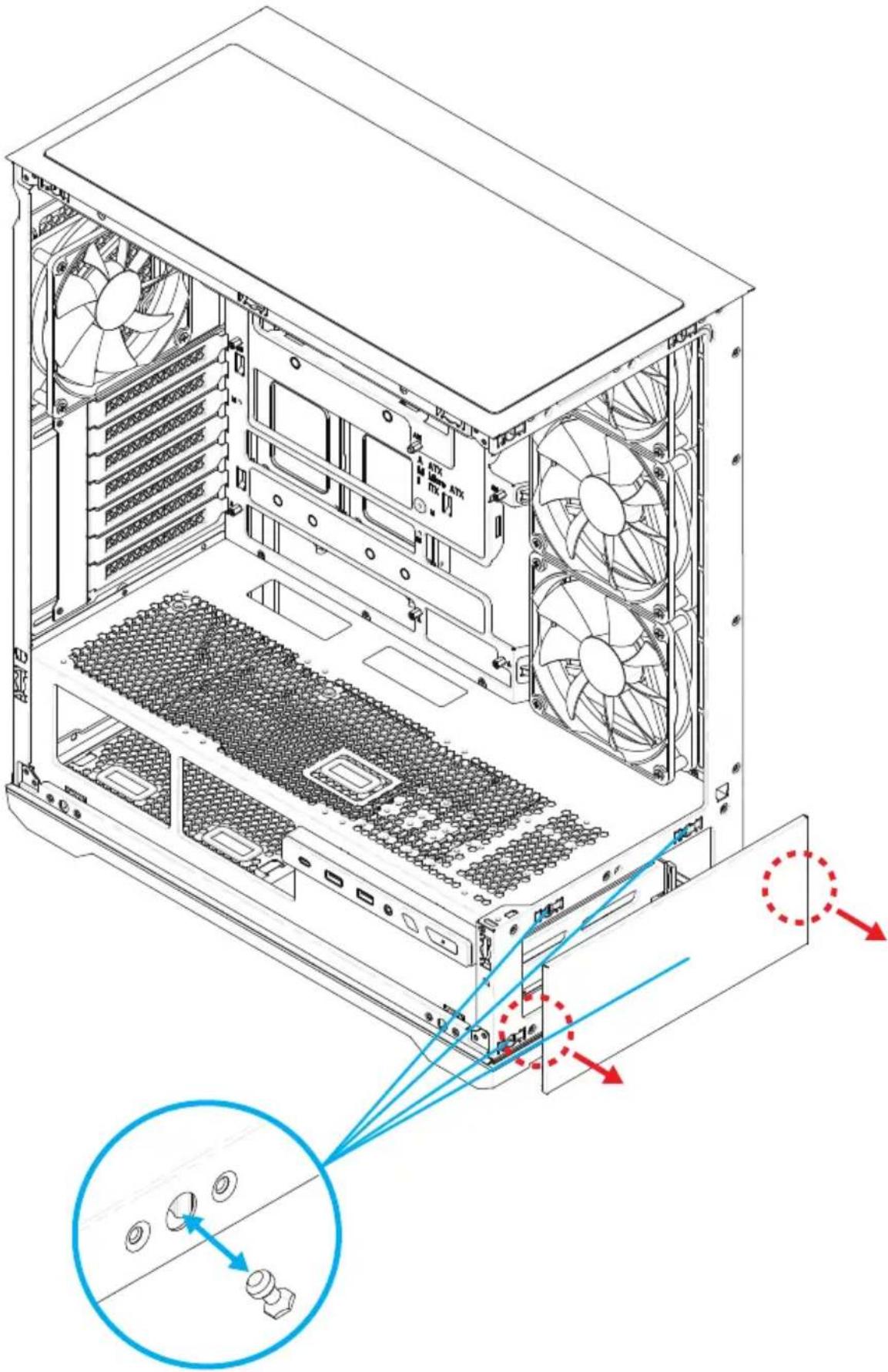 MSI MAG PANO 110R PZ - Retrait du panneau avant - 2