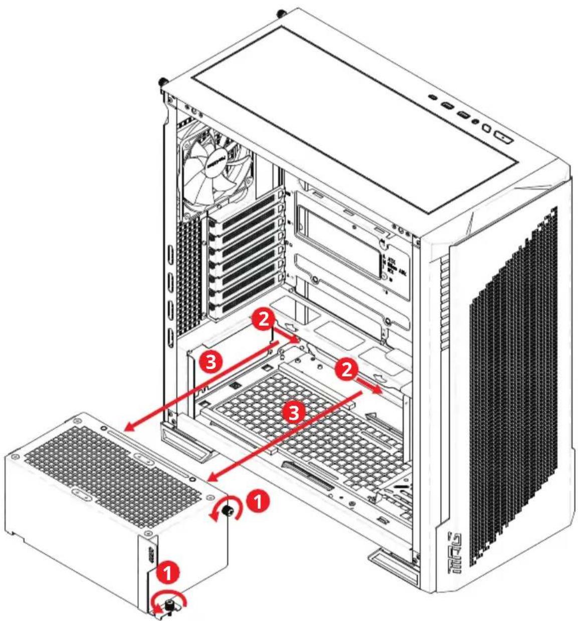 MSI MPG VELOX 300R AIRFLOW - Démontage de l' enveloppe du bloc d' alimentation - 1