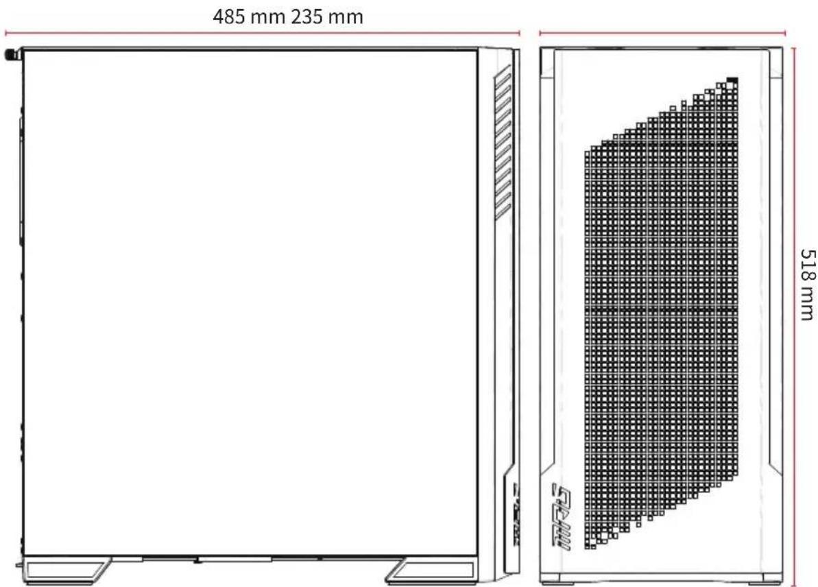 485 mm 235 mm 518 mm