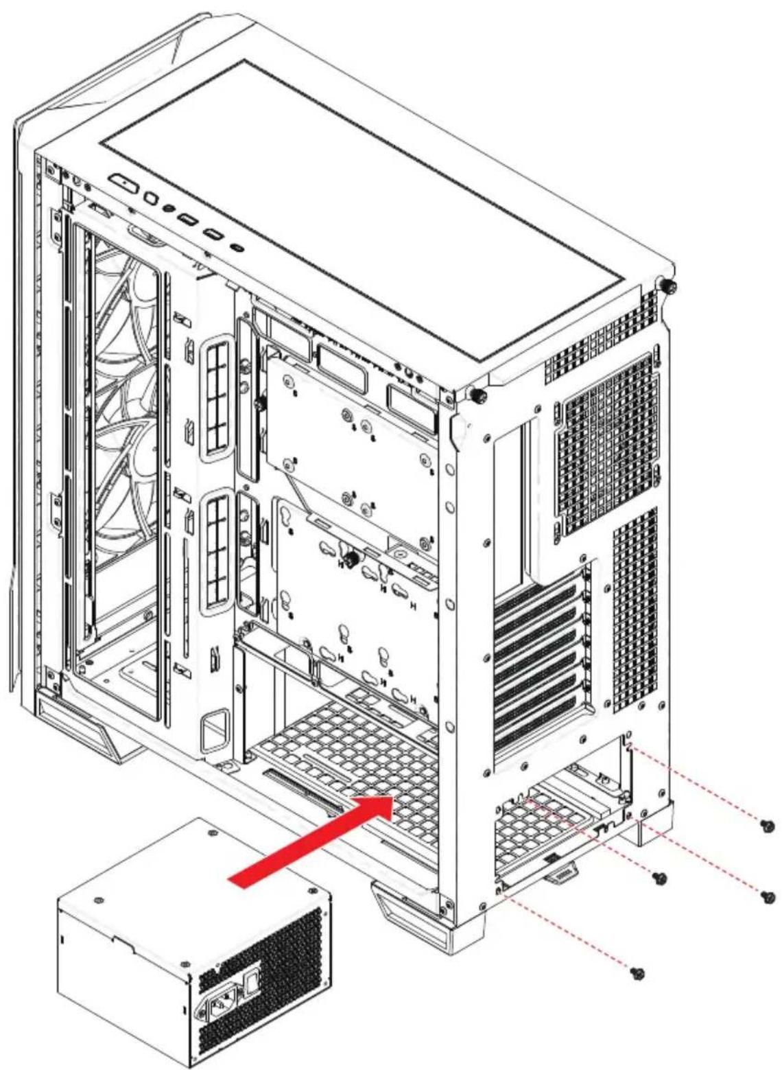 MSI MPG VELOX 300R AIRFLOW - Installation du bloc d' alimentation - 1