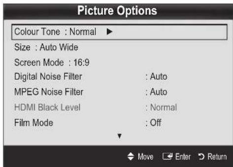 SAMSUNG LA40C530F1W - Picture Options - 1