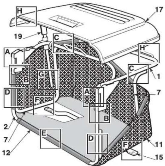 Honda HF 2417 K5 - MONTAJE DE LA BOLSA DE RECOLECCIÓN - 1