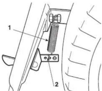 Honda HF 2417 K5 - Justera fjädern för gräsuppsamlarens spärrhake - 1