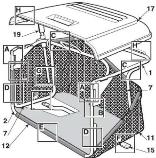 Honda HF 2417 K5 - ZLOŽENIE ZBERNÉHO KOŠA TRÁVY - 1