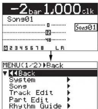FOSTEX MR-8mkII - 1）停止状態で [MENU/ENTER] キーを押します。 - 1