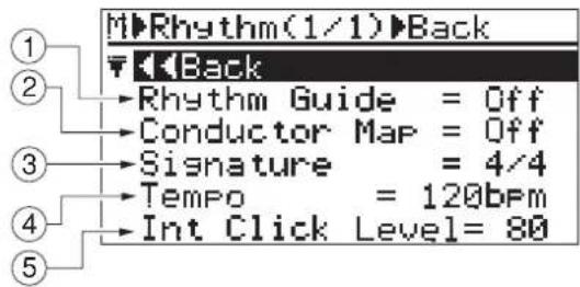 FOSTEX MR-8mkII - 2) ジョグ・ダイヤルでカーソルを“Rhythm Guide”に移動して、[MENU/ENTER]キーを押します。 - 3