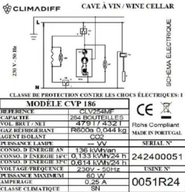 CLIMADIFF CV295B2 - EPREL - 2