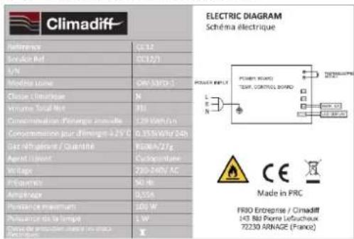 CLIMADIFF CC28F - TARGHETTA INFORMATIVA - 1