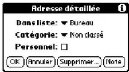 PALM m505 - Pour ouvrir la boîte de dialogue Adresse détaillée : - 1