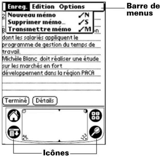 PALM m505 - Composants de l'interface de l'ordinateur de poche - 1