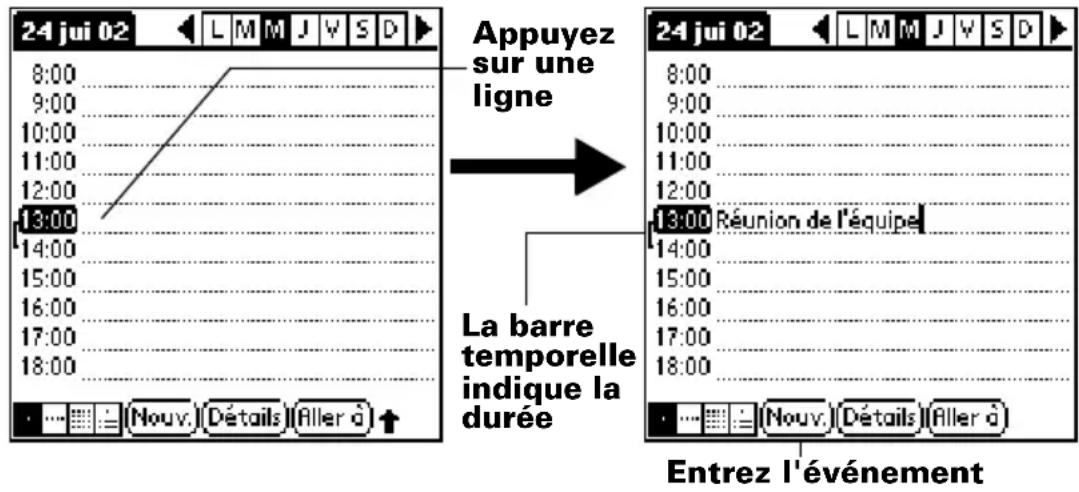 PALM m505 - Pour planifier un événement à la date du jour : - 1