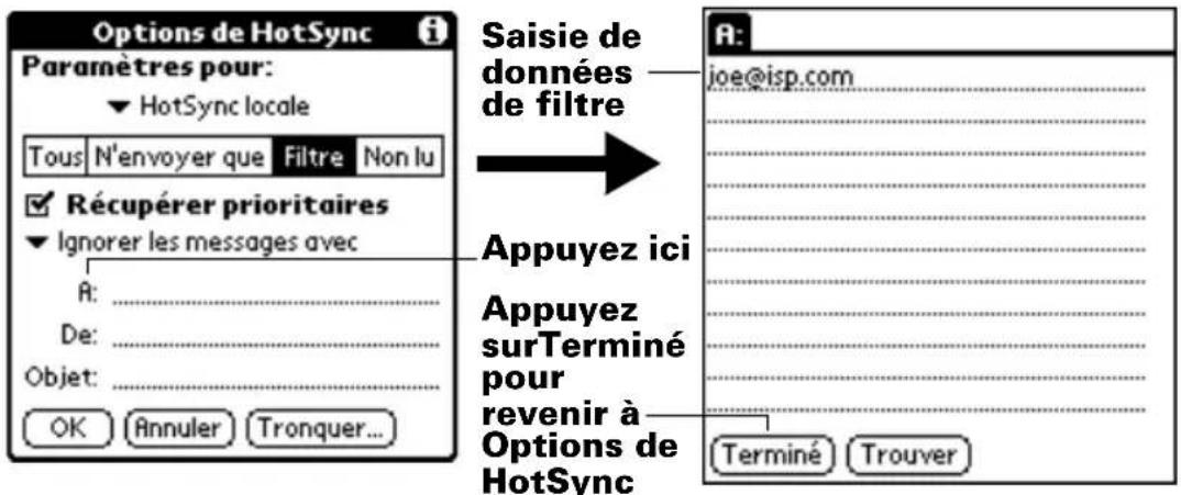 PALM m505 - Pour définir une chaîne de filtrage : - 2