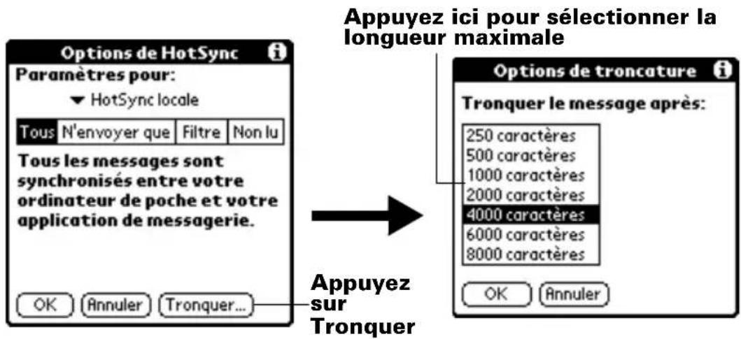 PALM m505 - Pour tronquer des messages : - 1