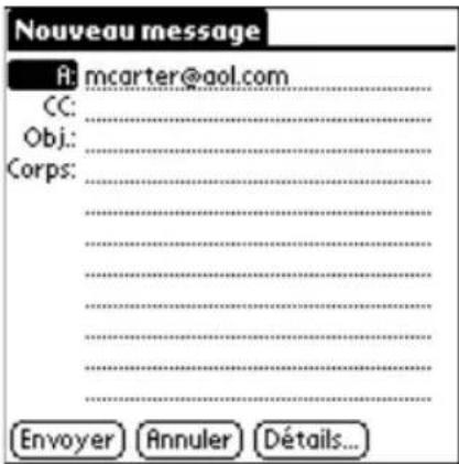 PALM m505 - Pour créer un message électronique : - 2