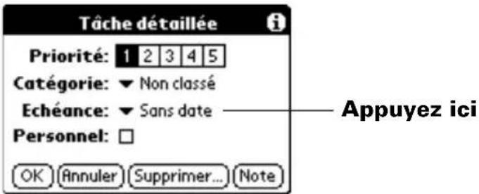 PALM m505 - Pour définir la date d'échéance d'une tâche : - 1