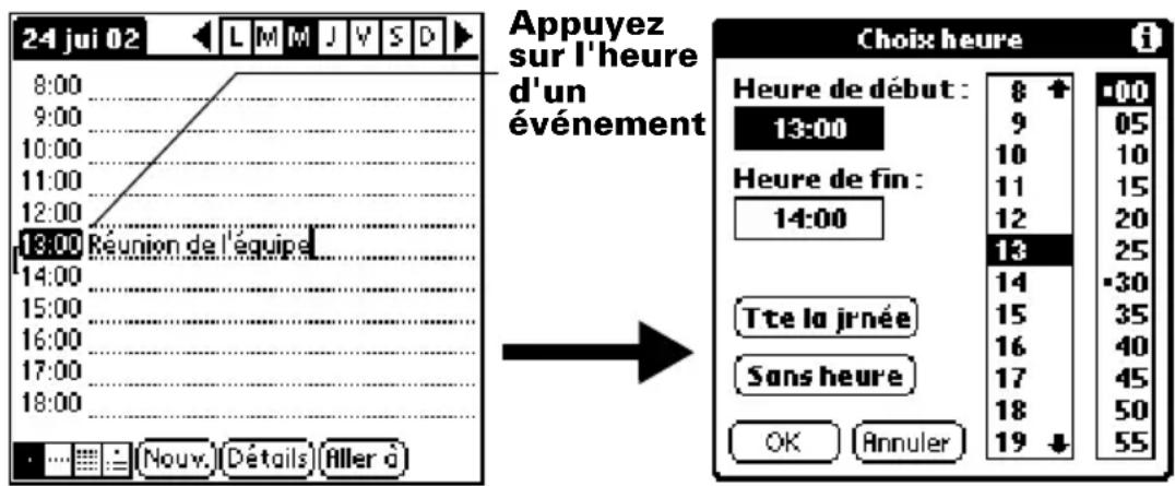 PALM m505 - Pour planifier un événement à la date du jour : - 2