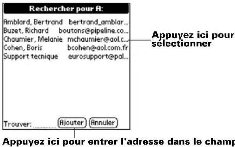 PALM m505 - Pour rechercher une adresse électronique : - 2