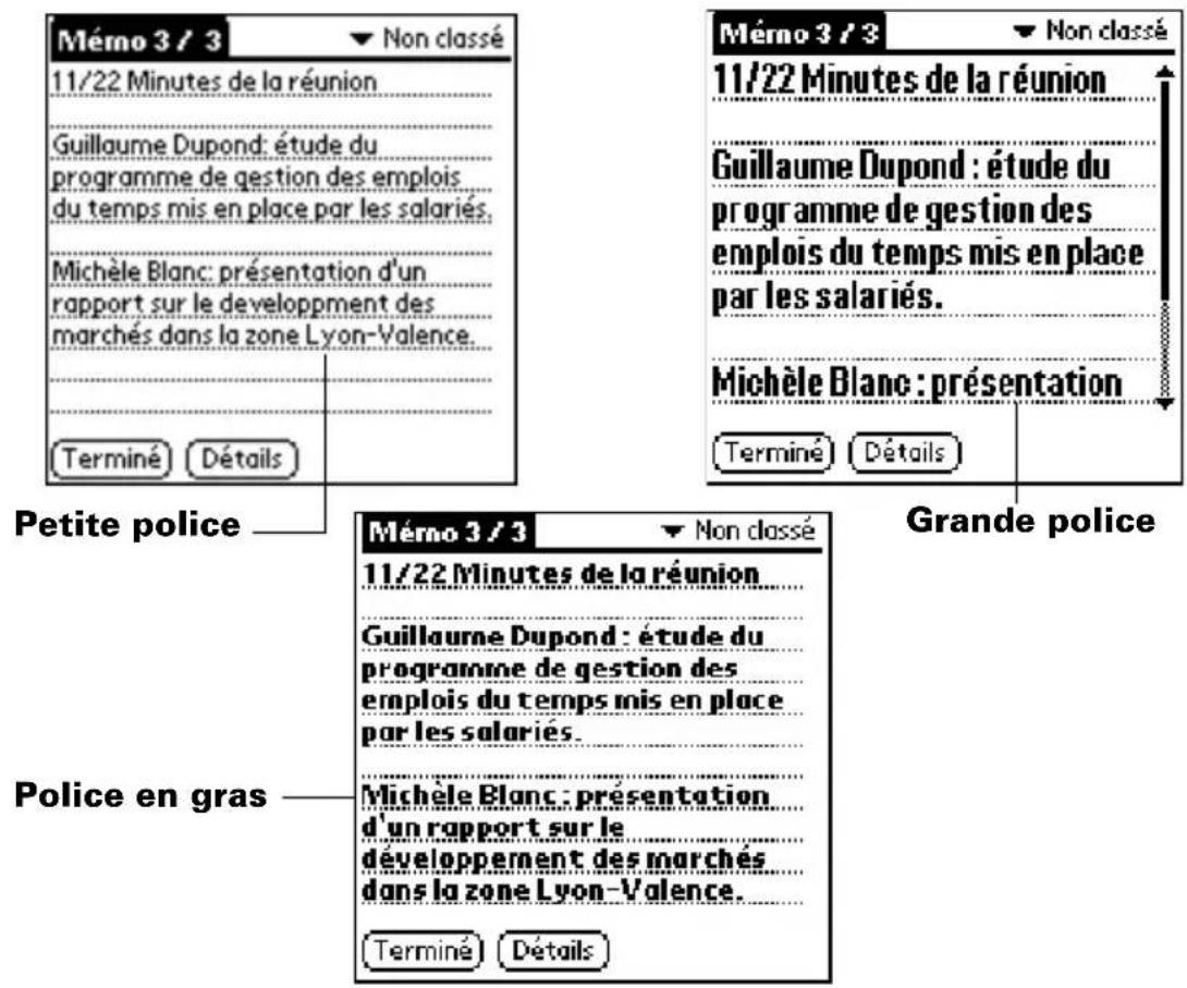 PALM m505 - Choix des polices - 1