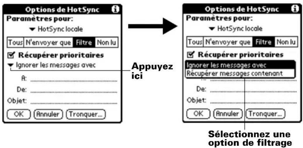 PALM m505 - Pour décider d'ignorer ou de recevoir des messages : - 1