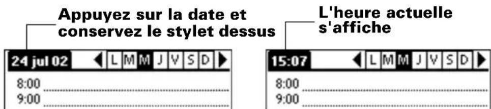 PALM m505 - Pour afficher l'heure : - 1