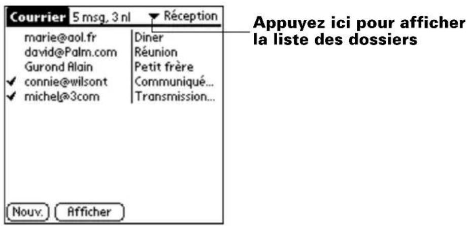 PALM m505 - Pour récupérer des messages électroniques : - 1