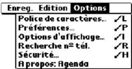 PALM m505 - Menu Options - 1