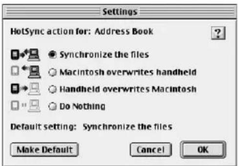 PALM m505 - Pour personnaliser les paramètres de l'application HotSync sur un Macintosh : - 2
